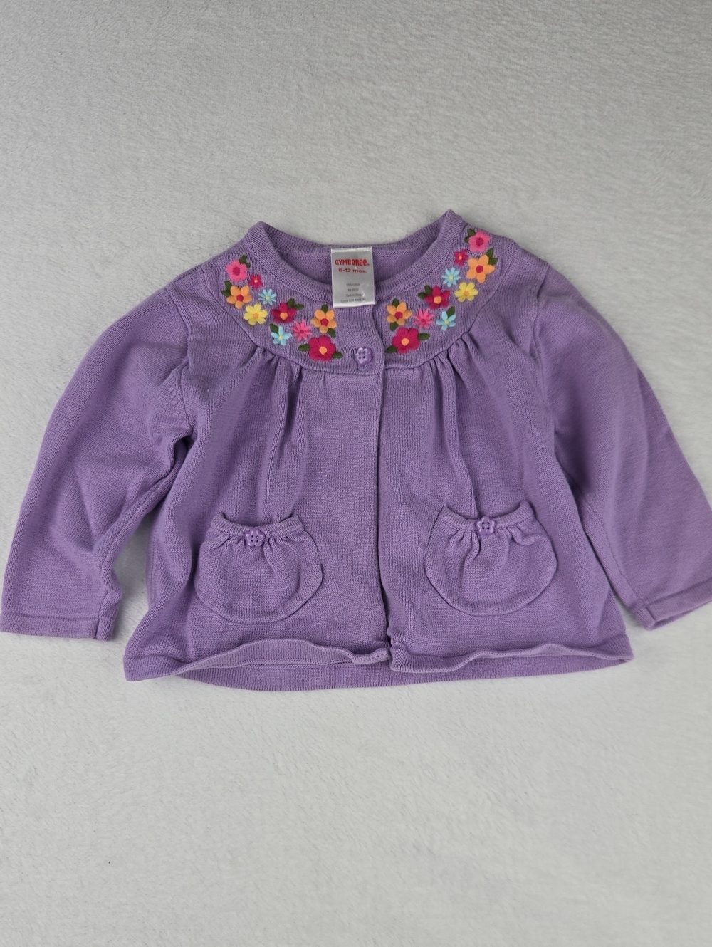 Gymboree Lilac Embroidered Flower Sweater Size 6-12M